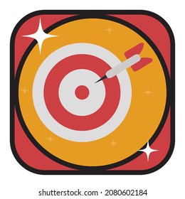 casino.shooter with dart . vector image with black, red and white lines design with yellow, red and white background.