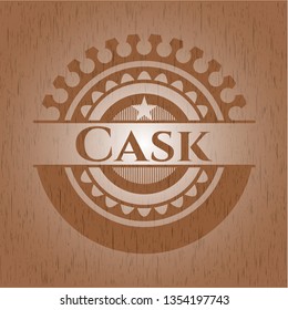 Cask badge with wood background