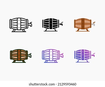 Cask Beer icon set with line, outline, flat, filled, glyph, color, gradient. Editable stroke and pixel perfect. Can be used for digital product, presentation, print design and more.