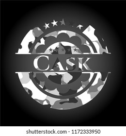 Cask on grey camouflaged texture