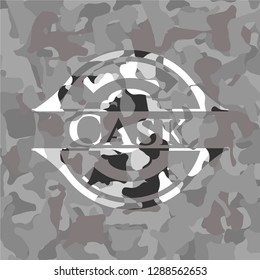 Cask on grey camouflaged texture