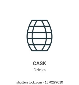 Cask outline vector icon. Thin line black cask icon, flat vector simple element illustration from editable drinks concept isolated on white background