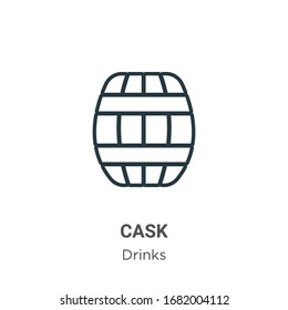 Cask outline vector icon. Thin line black cask icon, flat vector simple element illustration from editable drinks concept isolated stroke on white background
