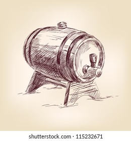 cask of wine hand drawn vector illustration  isolated