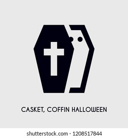 Casket, Coffin Halloween vector icon