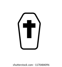 casket with cross. vector icon