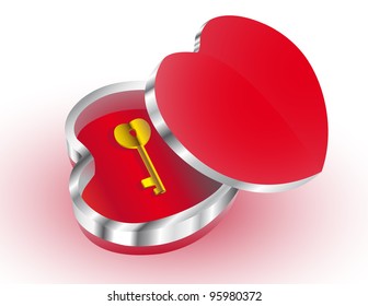 Casket in the form of heart, inside a key