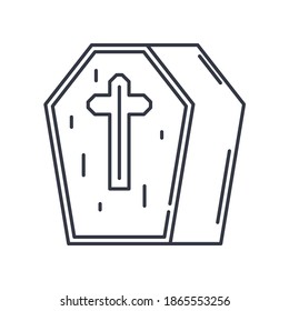 Casket icon, linear isolated illustration, thin line vector, web design sign, outline concept symbol with editable stroke on white background.