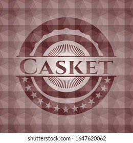 Casket red seamless geometric pattern emblem. Seamless.