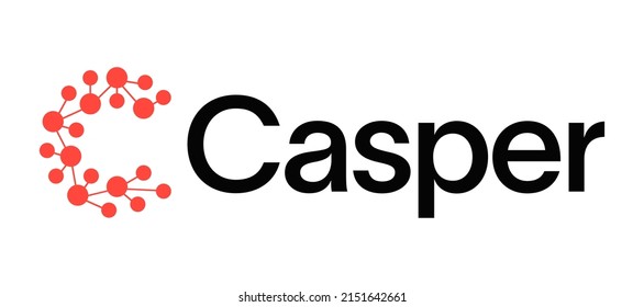 Casper cryptocurrency with symbol CSPR logo with typography. Crypto logotype vector illustration of digital currency brand. 