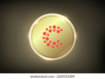 Casper (CSPR)  Crypto logo banner . Casper (CSPR)   cryptocurrency golden coin symbol  isolated on golden background
