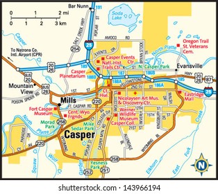 Casper, Wyoming Area Map