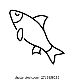Caspian roach icon. Animals and freshwater fish line symbol. Black and white.