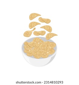 Logo De Ilustración De Vectores De Chips De Cassava En Un Tazón