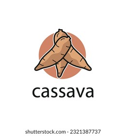 Vector de Ilustración de Diseño Gráfico Cassava. Logotipo de yuca, icono de la granja de yuca.
