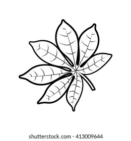 cassava leaf in outline vector illustration