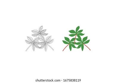 Cassava Leaves  Vector Illustration Of A Vegetable Bundle