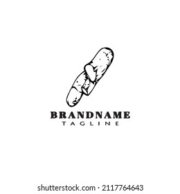 Cassava-Logo-Cartoon-Symbol-Design-Vorlage schwarz, moderne einzelne Flachgrafik