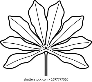 Cassava plant. Vector outline icon.