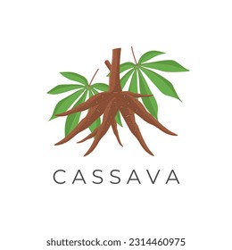 Cassava Root Realistic Vector Illustration Logo