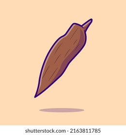 Cassava Vegetable Cartoon Vector Icon Illustration. Food Nature Icon Concept Isolated Premium Vector. Flat Cartoon Style