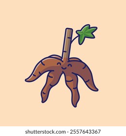 Cassava vegetable smiling face mascot cartoon illustration