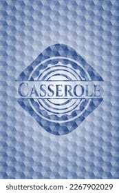 Casserolblau-Hexagon-Emblem. Vektorgrafik. Detaillierte Angaben. 