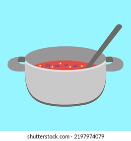 Casserole mit Borschtsch und Leiter