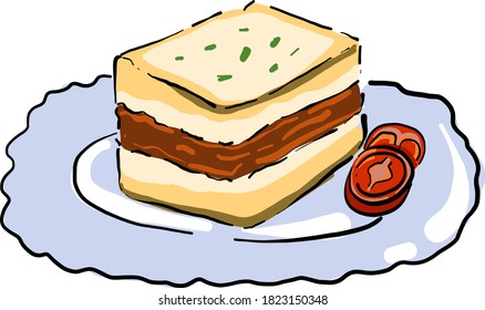 Pastel de castellano, ilustración, vector sobre fondo blanco