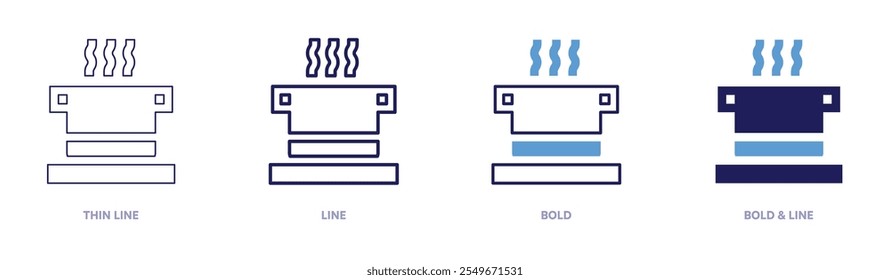 Casserole dish icon in 4 different styles. Thin Line, Line, Bold, and Bold Line. Duotone style. Editable stroke.