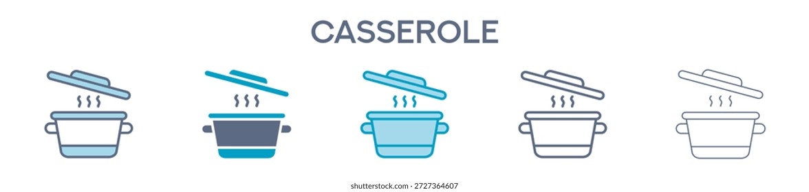 Elemento Casserole Para Gráfico De Design - Vários Estilos. Ilustração Vetorial De Duas Cores E Preto. Vários Designs De Ícones Podem Ser Usados Para Celular, Interface Do Usuário, Web