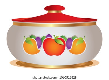 Casserole with fruit print