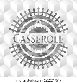 Casserole grey badge with geometric cube white background