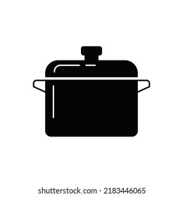 Casserole Icon In Black Flat Glyph, Filled Style Isolated On White Background