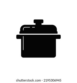 Casserole Icon In Black Flat Glyph, Filled Style Isolated On White Background