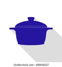 Casserole icon. Vector. Blue icon with flat style shadow path on white background.