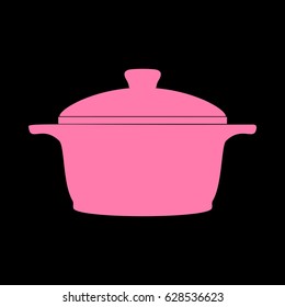 Casserole icon. Vector. Pink icon on black background.