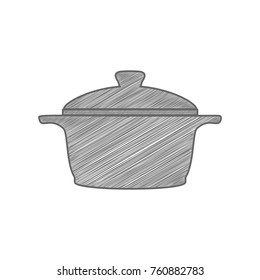 Casserole icon. Vector. Shaded gray icon on white background. Isolated.