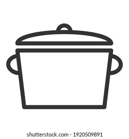 Casserole with lid. Simple food icon in trendy line style isolated on white background for web apps and mobile concept. Vector Illustration. EPS10