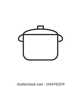 Casserole Linear Vector Icon, Cookery Symbol Black Outline