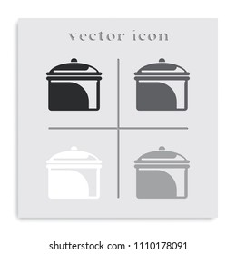 Casserole pan dish flat black and white vector icon.