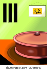 casserole in a table with green background	