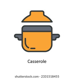 Casserole Vector   Fill outline Icon Design illustration. Kitchen and home  Symbol on White background EPS 10 File