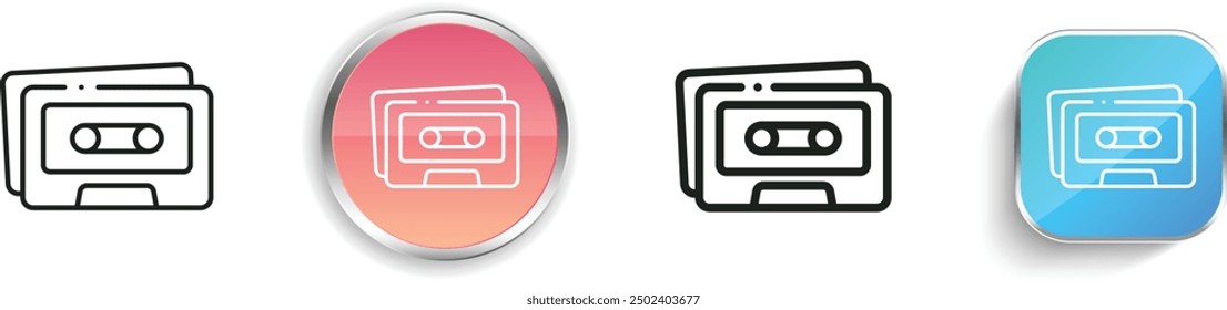 Cassete icon. Thin Linear, Regular and Button Style Design Isolated On White Background