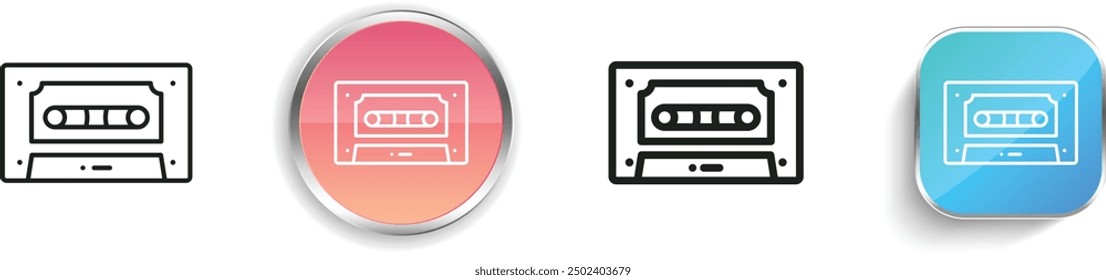 cassete icon. Thin Linear, Regular and Button Style Design Isolated On White Background