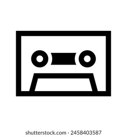 Cassete tape Icon with transparent holes. Isolated on white background.