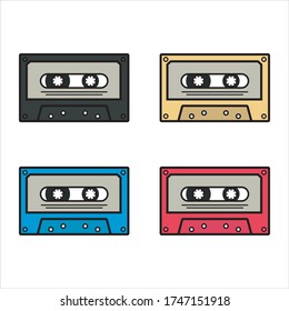 Cassete Tape Vintage  Flat Design Illustration