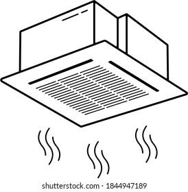 Cassette air conditioner. Vector outline illustration.