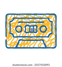 cassette audio retro gadget doodle icon sketch vector. cassette audio retro gadget sign. isolated symbol illustration