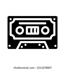 cassette audio retro gadget glyph icon vector. cassette audio retro gadget sign. isolated symbol illustration